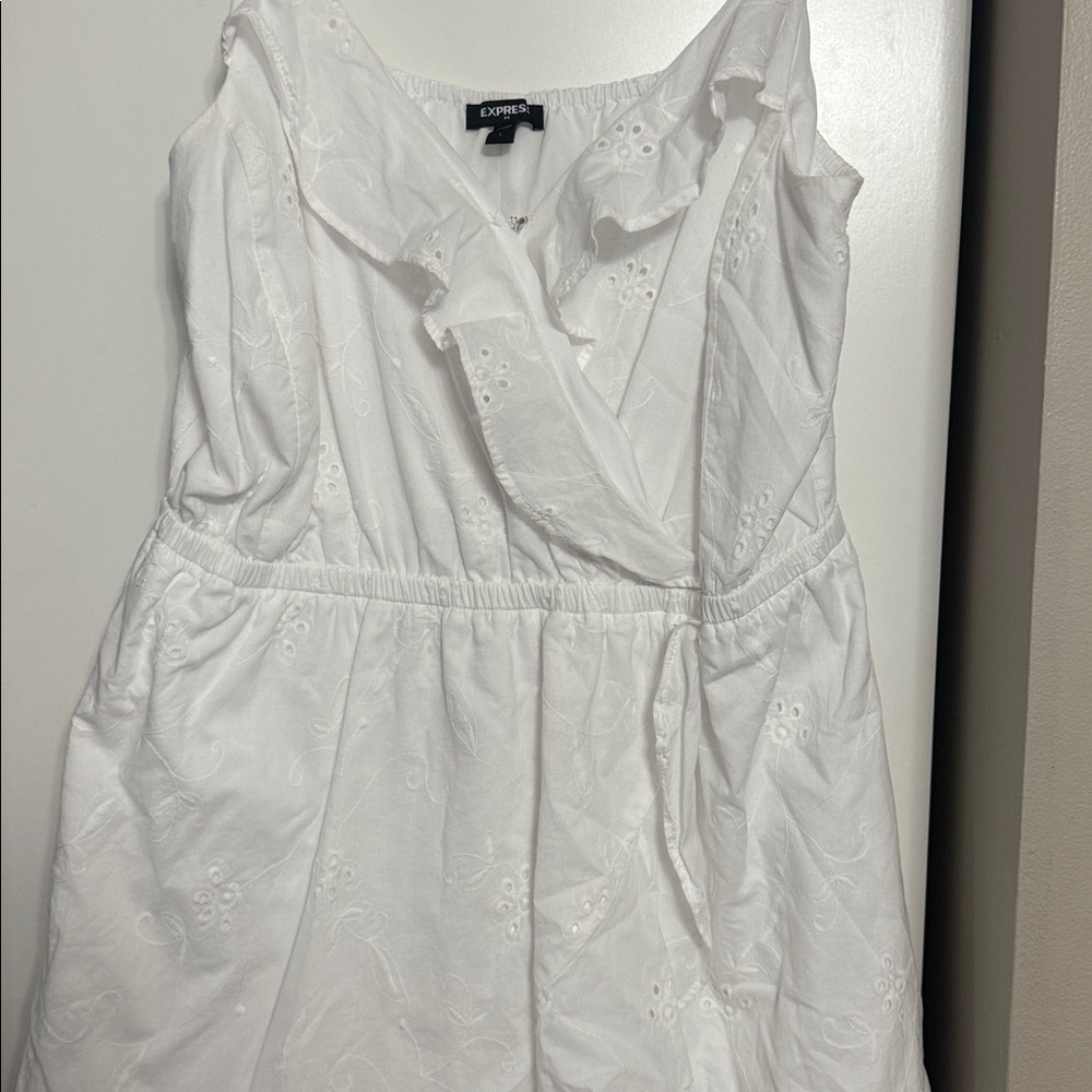 Express White Ruffled Spaghetti Strap mini dress